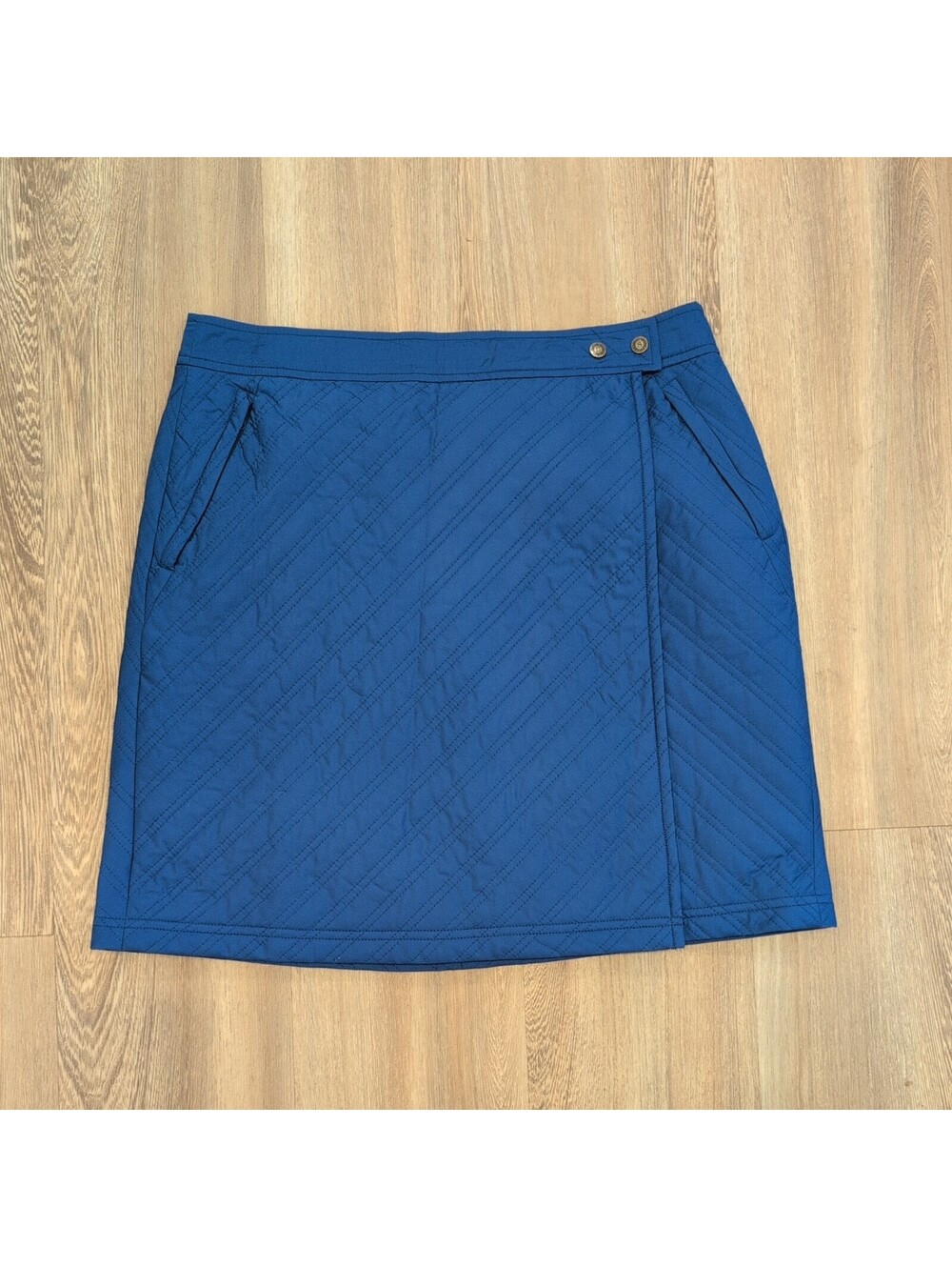 Sahalie blue Puffer quilted skirt Insulated wrap adjustable ski SZ L travel